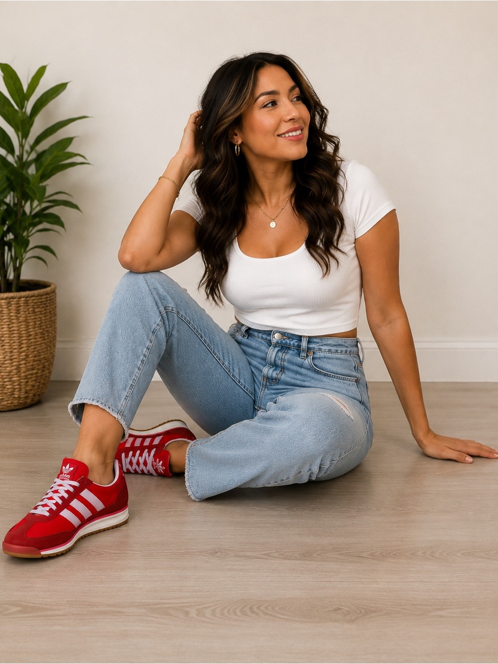 adidas Women's Straight-Leg Jeans in Light Blue